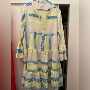 Yellow and Royal Blue Tier Dress